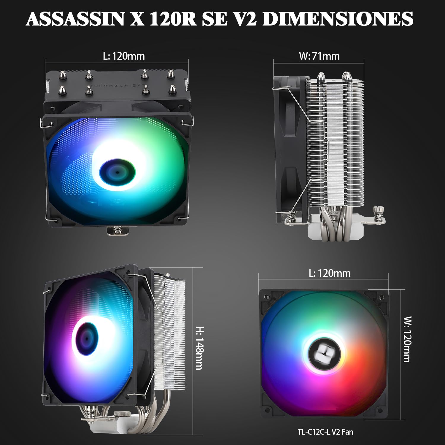 Detalle de TR Assassin X 120R SE V2 CPU Luftkühler – 4 Heat Pipes, 148 mm, AM4/AM5, LGA17XX