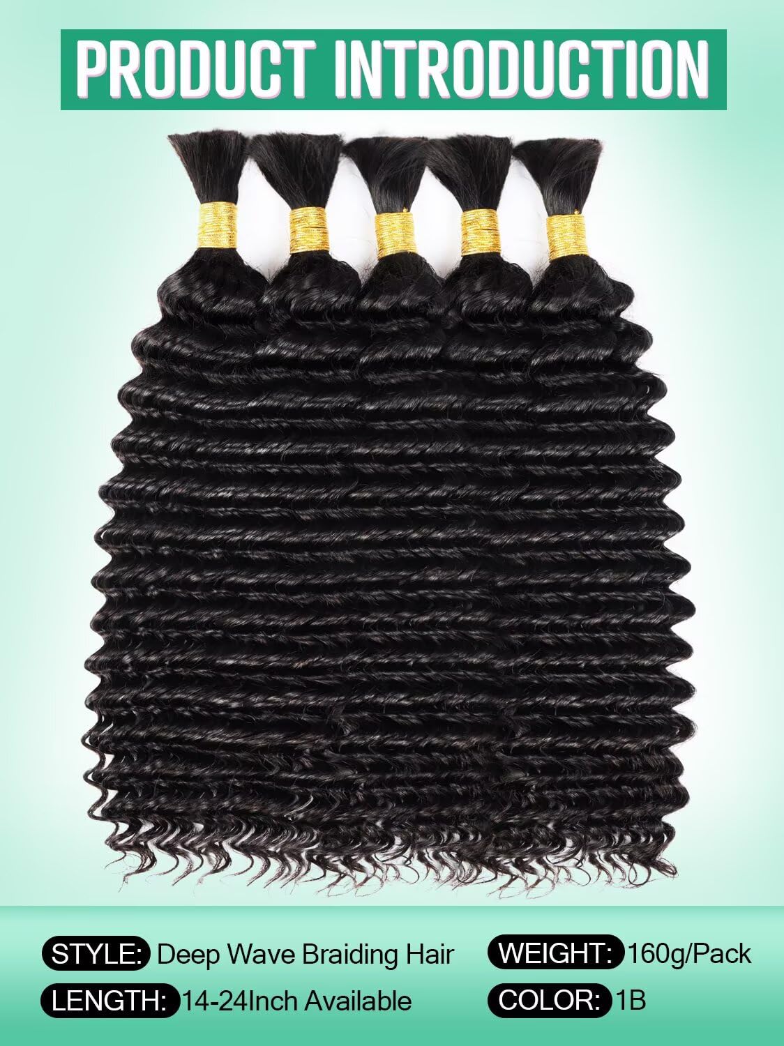 Thumbnail 1 de Boho Curly Braiding Hair 18 Inch 160g (5pcs) – 100% Virgin Brazilian Human Hair for Knotless & Bohemian Styles