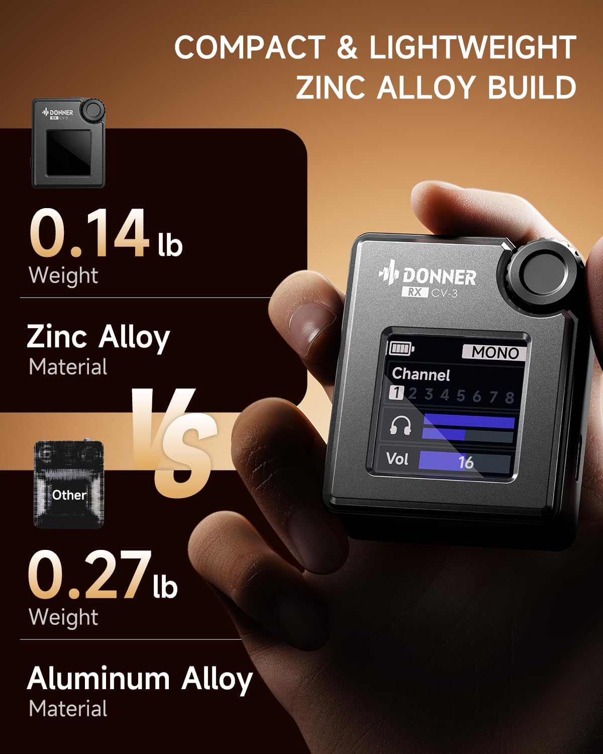 Detalle de Donner CV-3 Wireless In-Ear Monitor System with Color Screen Receiver