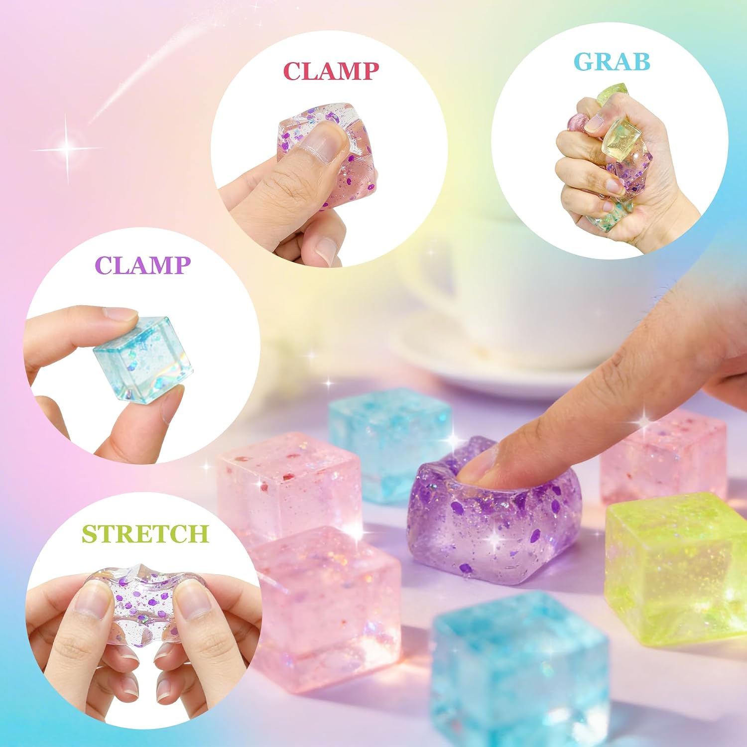 Thumbnail 2 de niaosiben yt4g67ok97k Glitter Cube Squeeze Toys, 24-Pack, 0.98-Inch