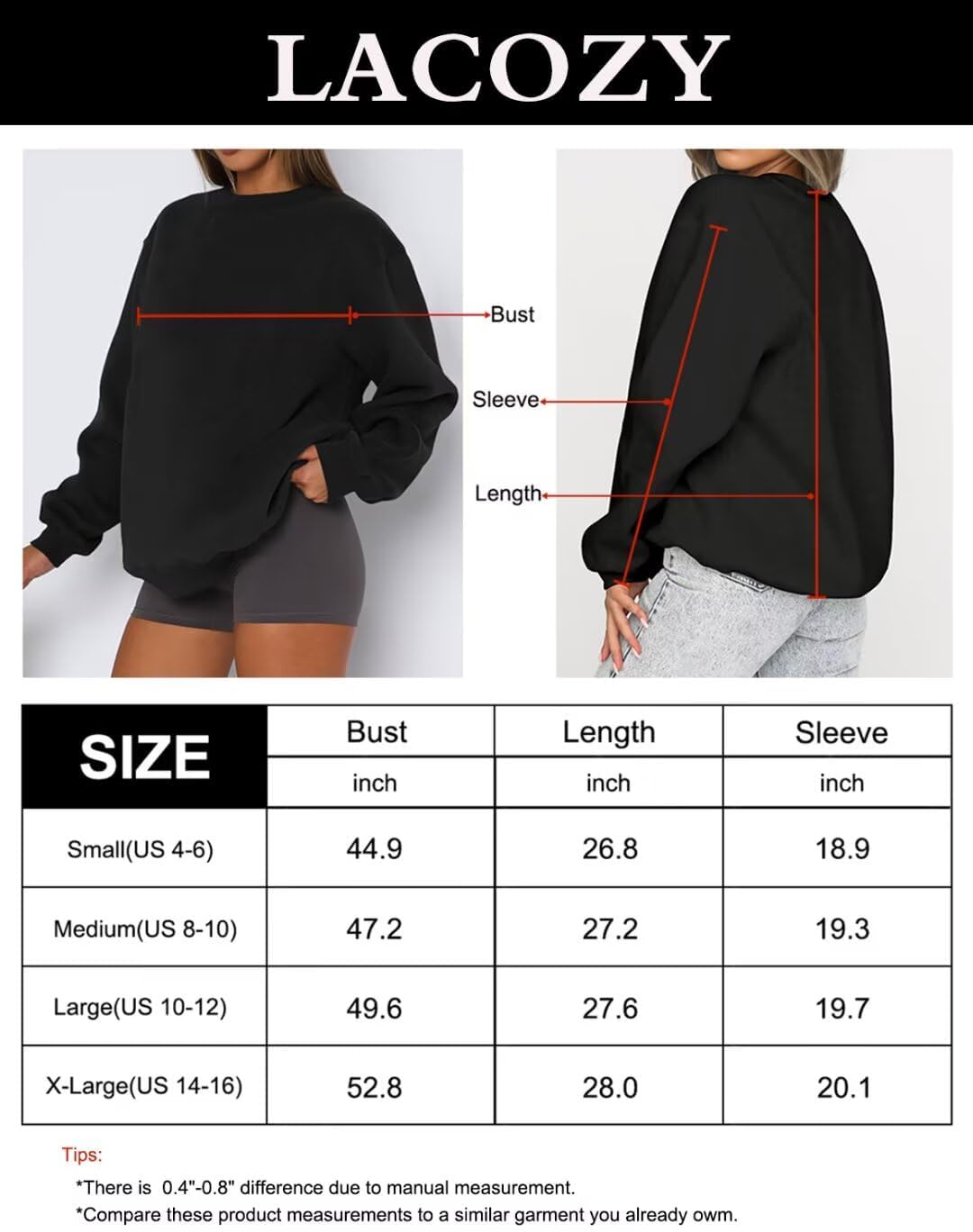 Detalle de LACOZY Women's Oversized Sweatshirt