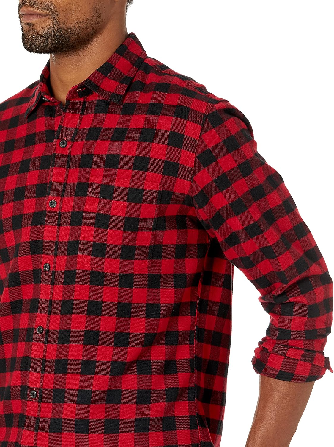 Detalle 2 de Amazon Essentials Men's Slim-Fit Flannel Shirt, Long Sleeve Button Down Plaid