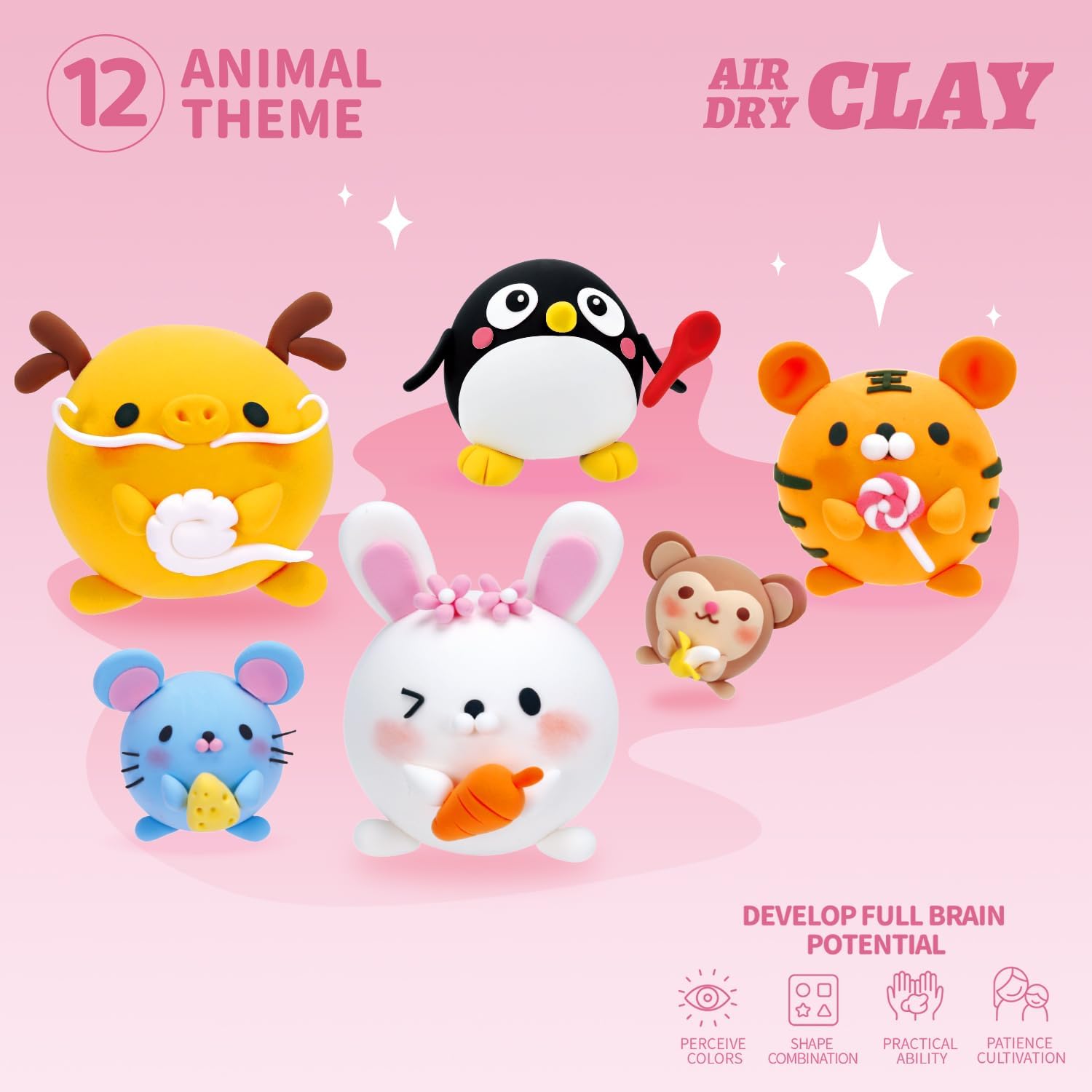 Detalle de LOUFOR Air Dry Clay Kits for Kids (Ultra Light, Soft, Non-Toxic) with Sculpting Tools & Tutorials