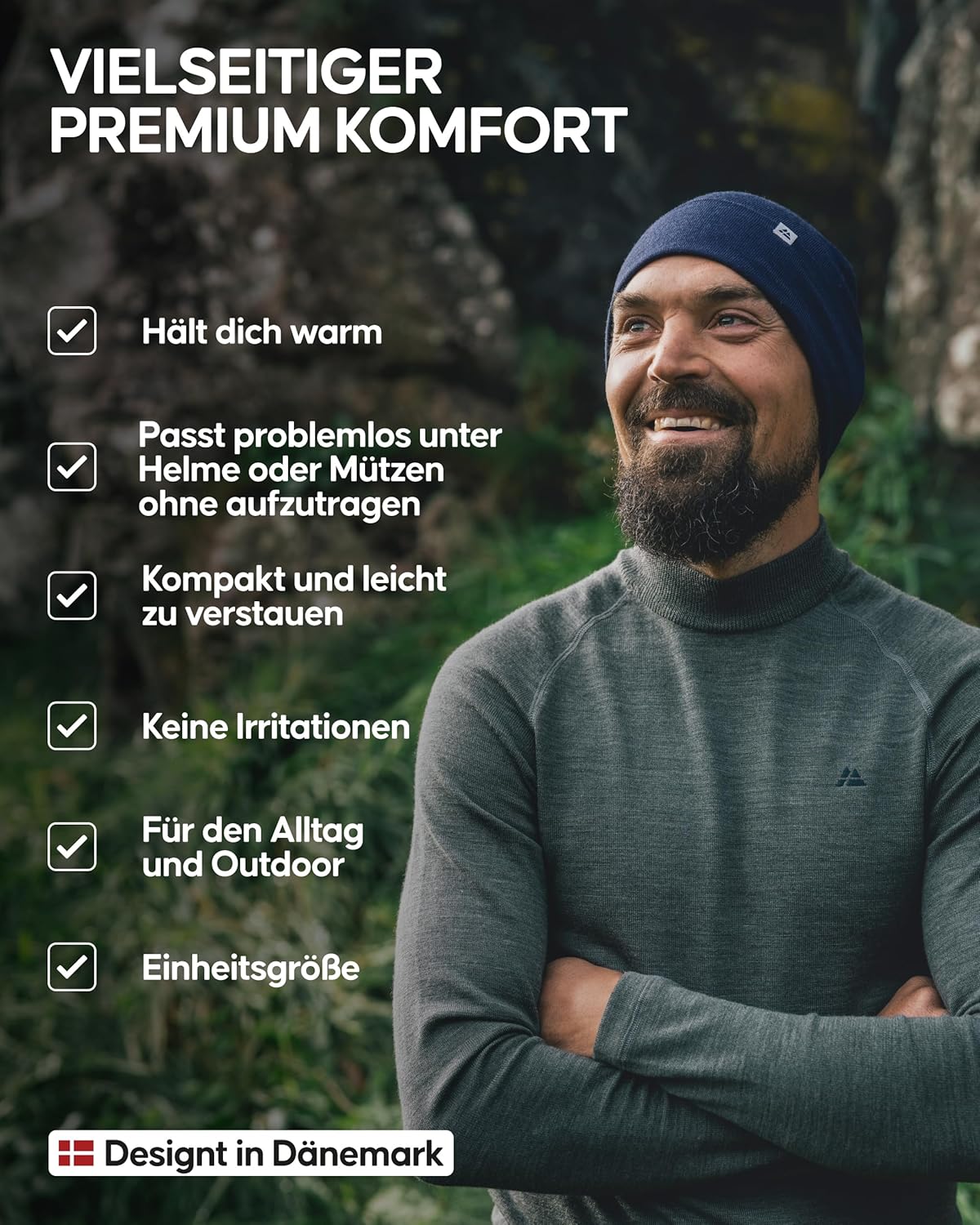 Detalle de Merino Laufmütze von Danish Endurance mit 80% Wolle