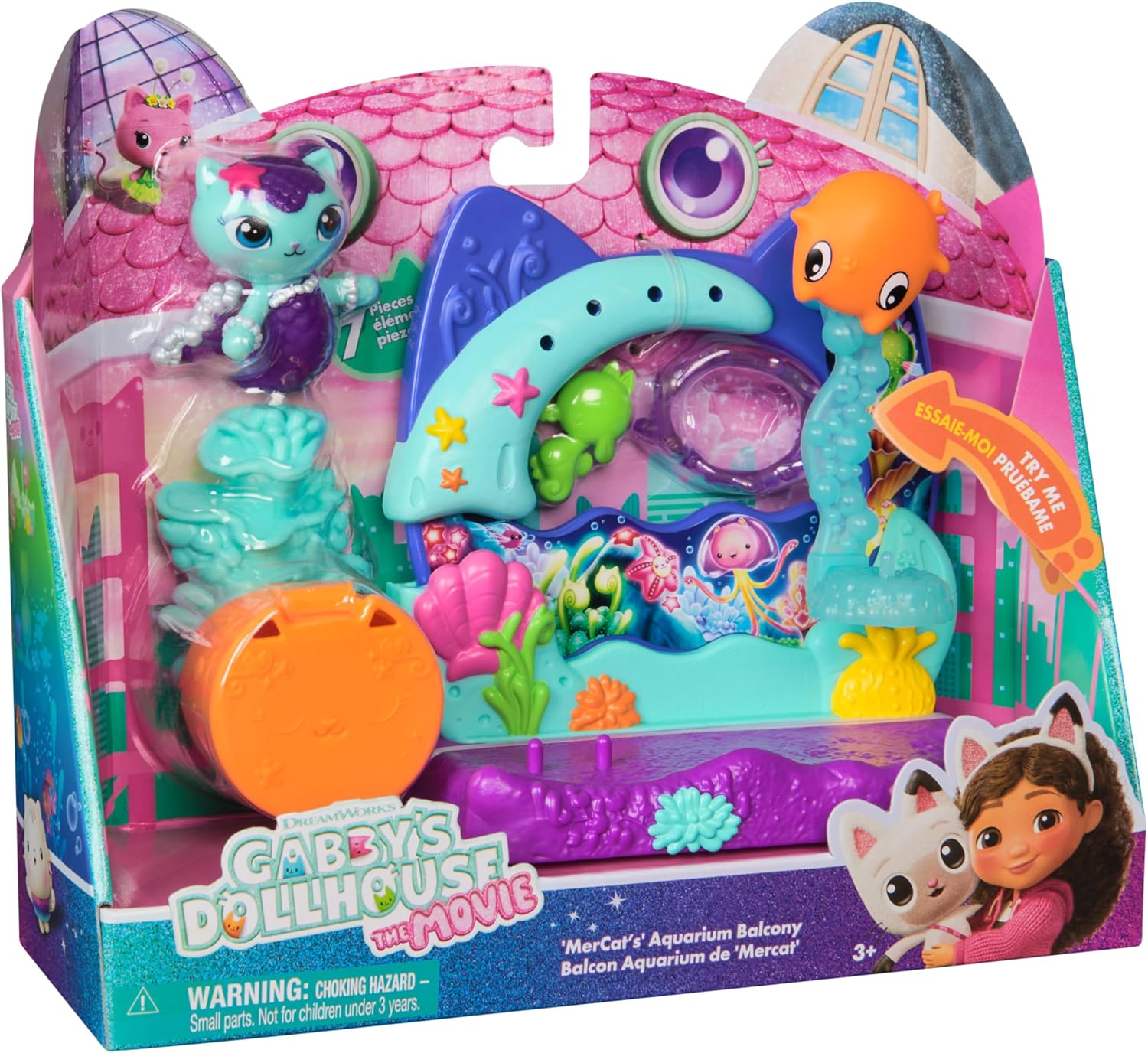 Detalle 2 de Gabby's Dollhouse The Movie MerCat's Aquarium Balcony Playset