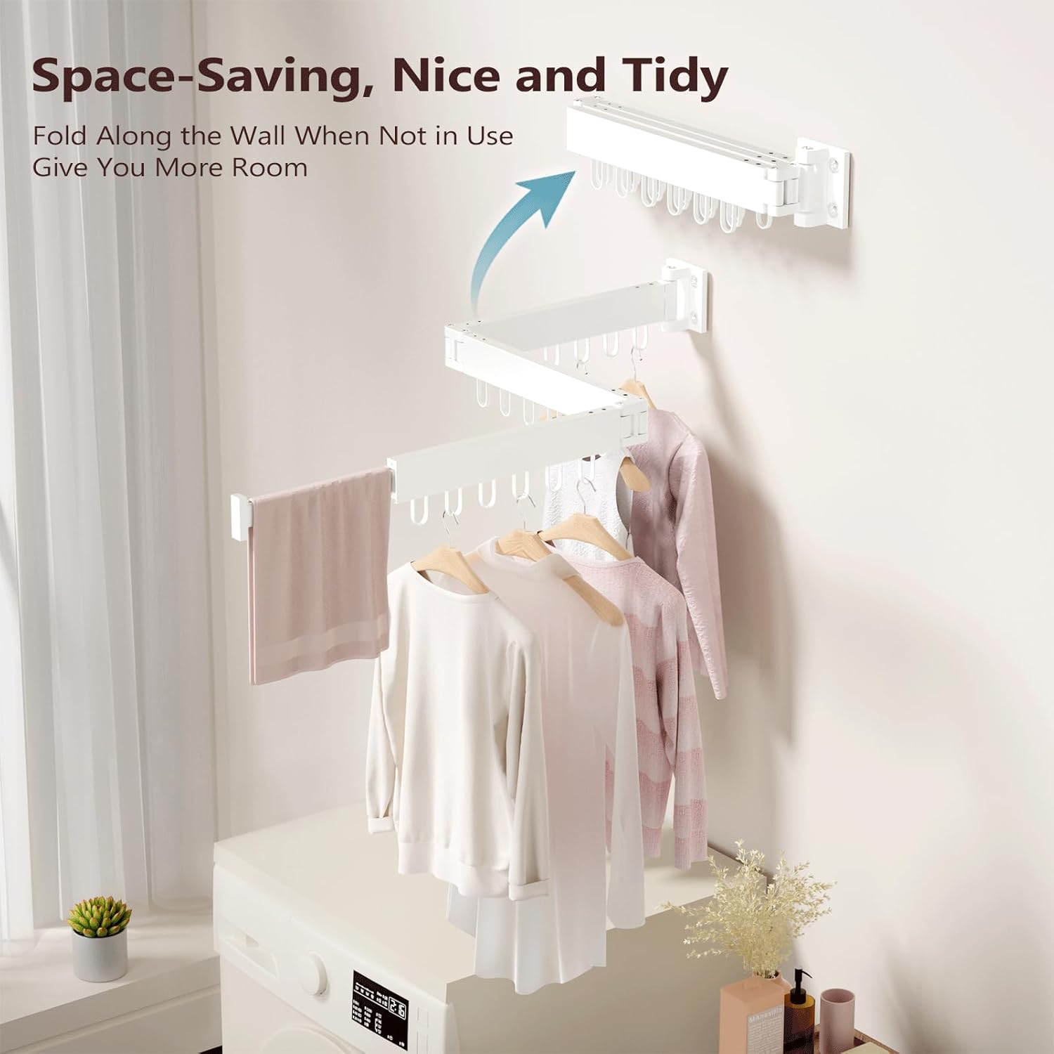 Thumbnail 1 de JAUREE Wall Mounted Drying Rack with 18 Hooks