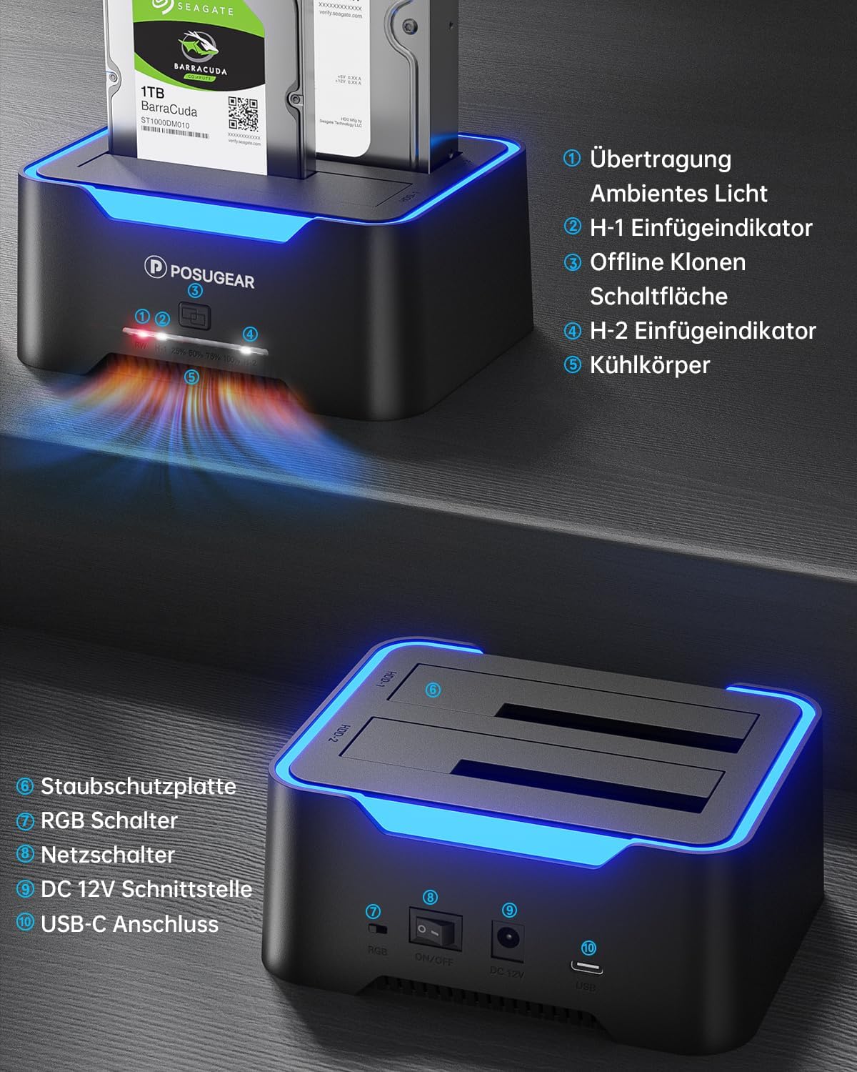 Thumbnail 4 de POSUGEAR Festplatten Docking Station 40TB 🖴