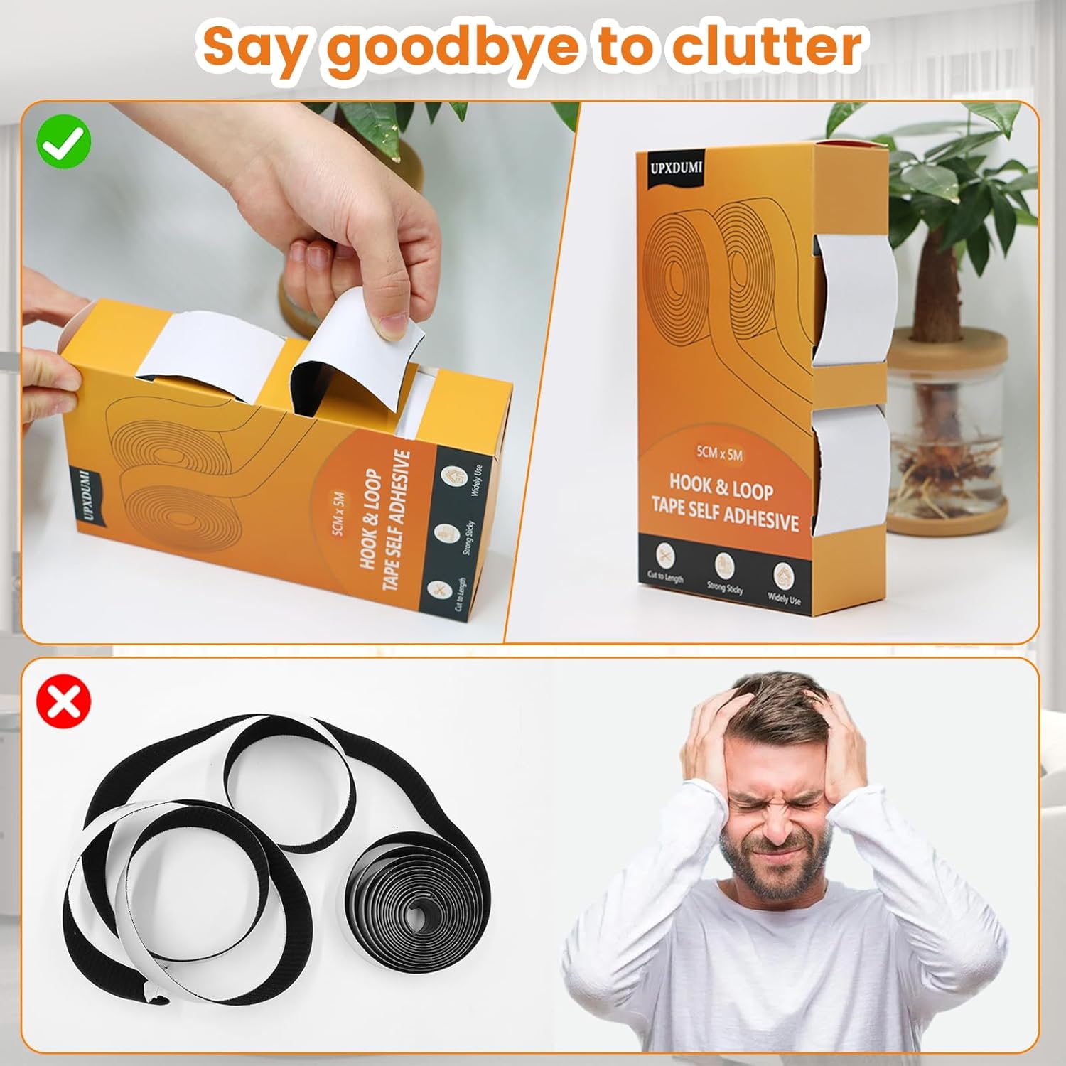 Thumbnail 2 de UPXDUMI Hook and Loop Tape (50mm x 5m) – strong self-adhesive double-sided strips for home, carpet, and more