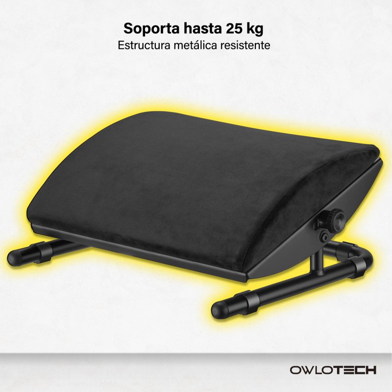 Detalle de Owlotech Reposapiés ergonómico ajustable 44×33 cm