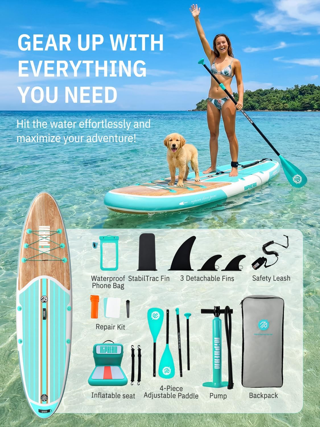 Thumbnail 5 de Niphean 10'6" Inflatable Stand Up Paddle Board with Accessories