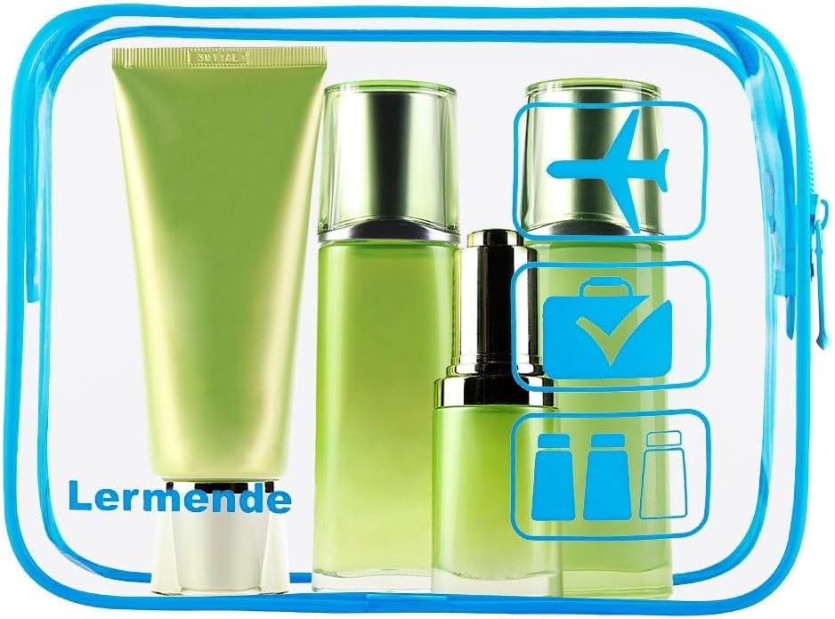 Detalle 2 de Lermende Trousse de Toilette Transparente – 1 L, lot 2 bleu