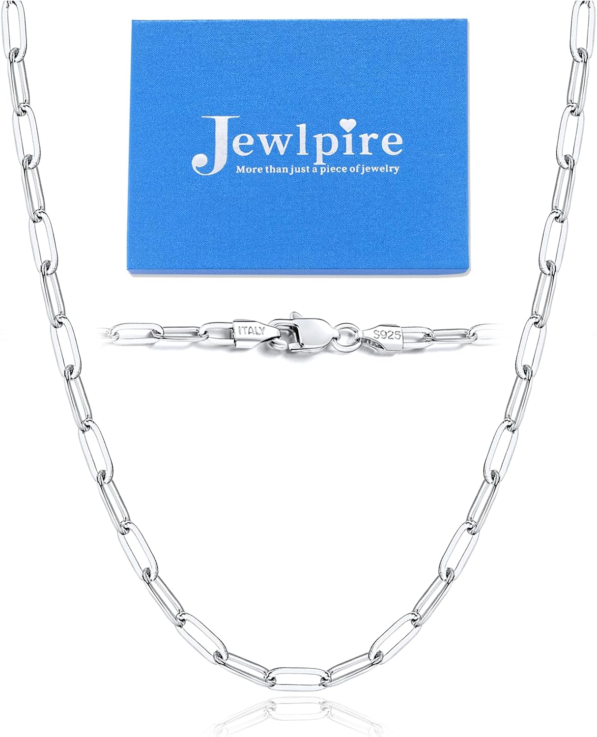 Detalle de Jewlpire Paperclip Chain Necklace, 925 Sterling Silver