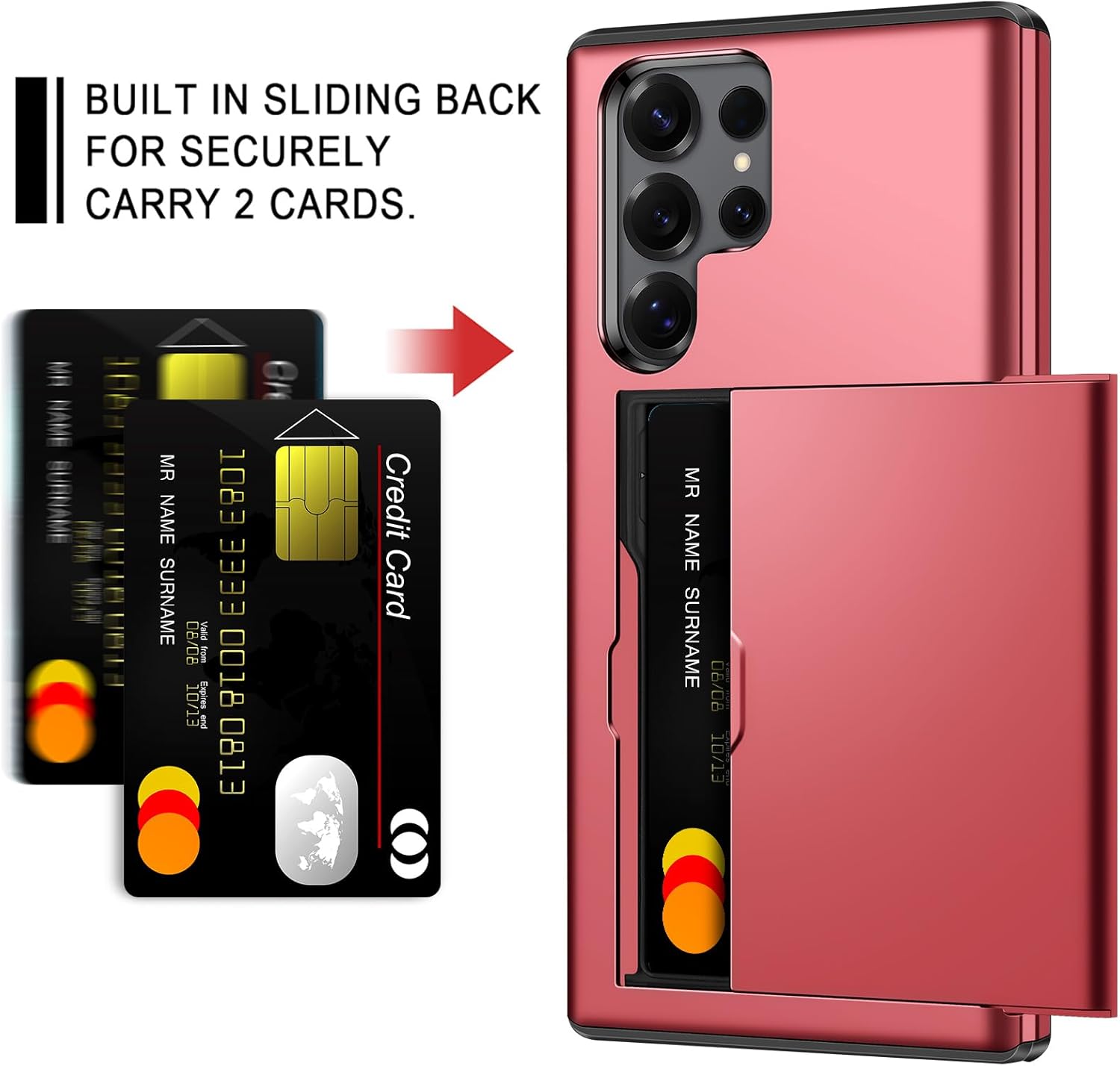 Thumbnail 2 de Coolden Card Holder Case for Samsung Galaxy S25 Ultra (Red) – Shockproof Hybrid Wallet