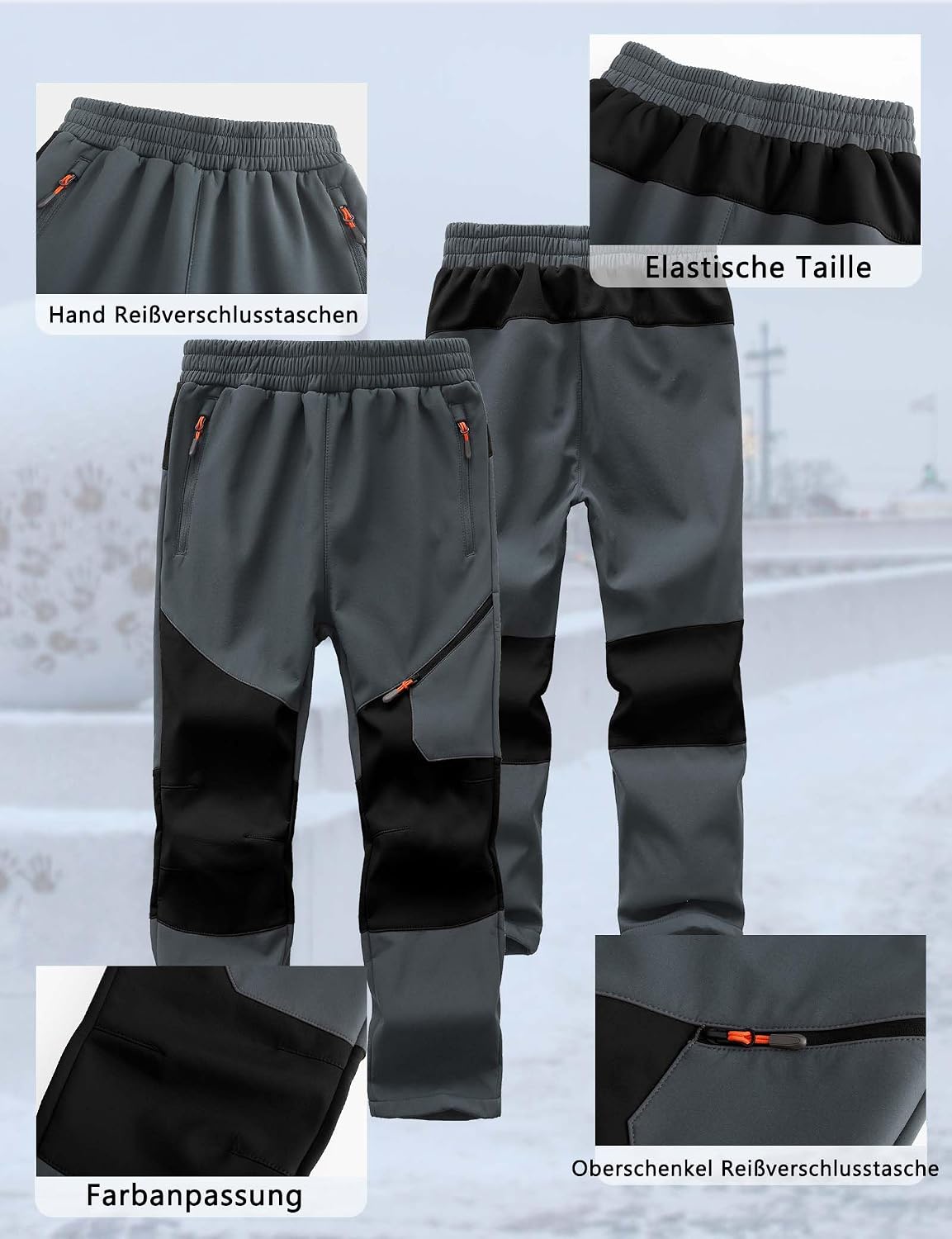 Detalle 2 de HFDWYJ Kinder Softshellhose Skihose für Jungen