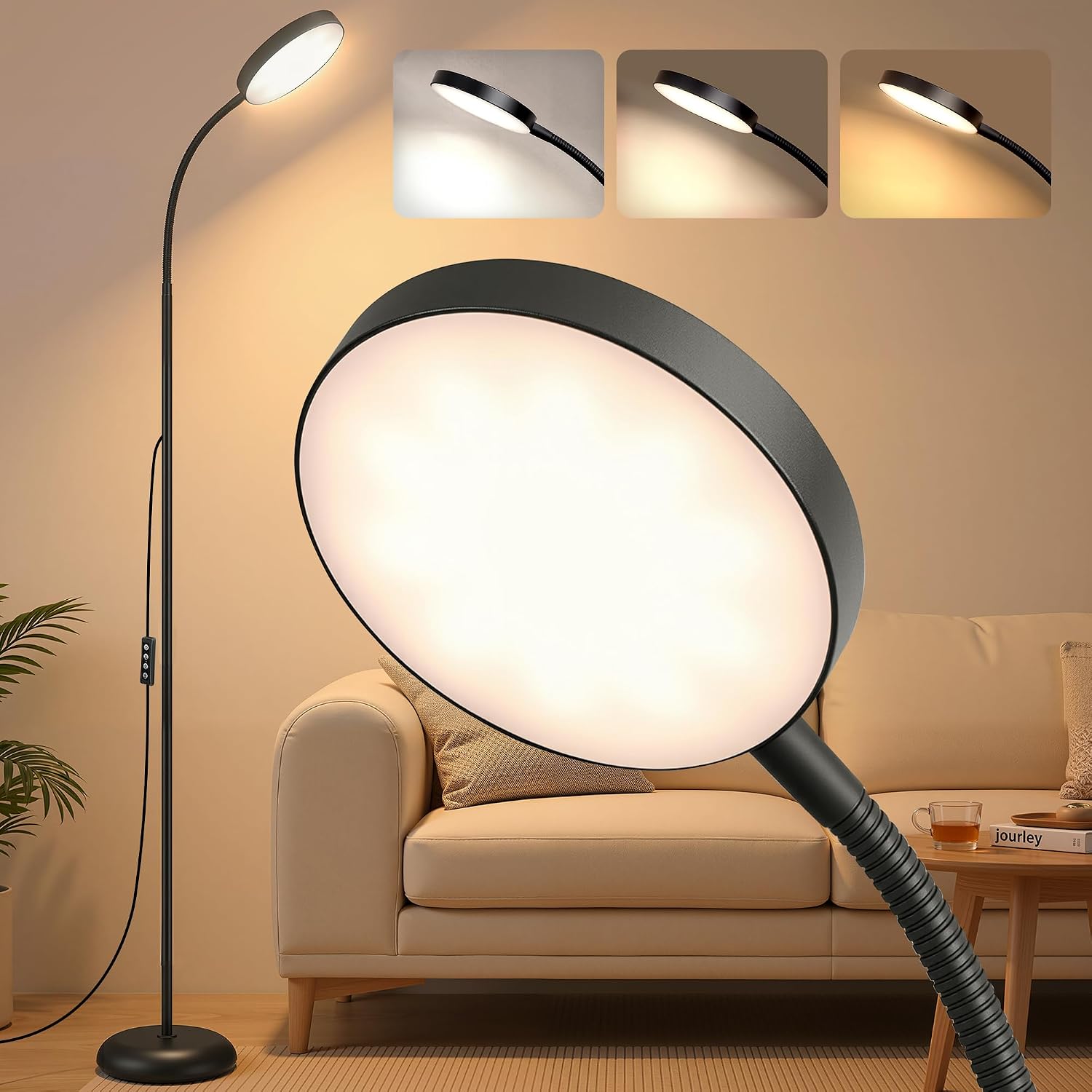 Detalle 2 de VASAGLE Stehlampe LFL007BD02 – verstellbar, dimmbar und fernsteuerbar