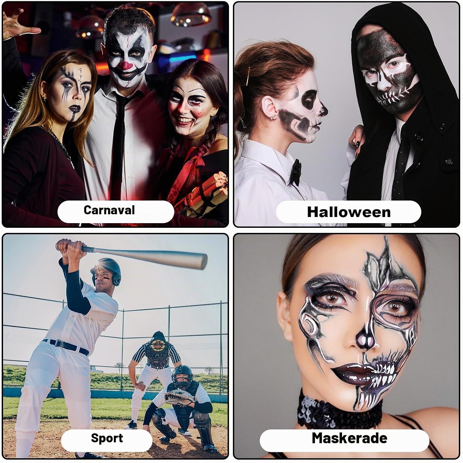 Detalle de Aomig Aomig gezichtsverfstick wit voor sport, cosplay en verkleedpartijen