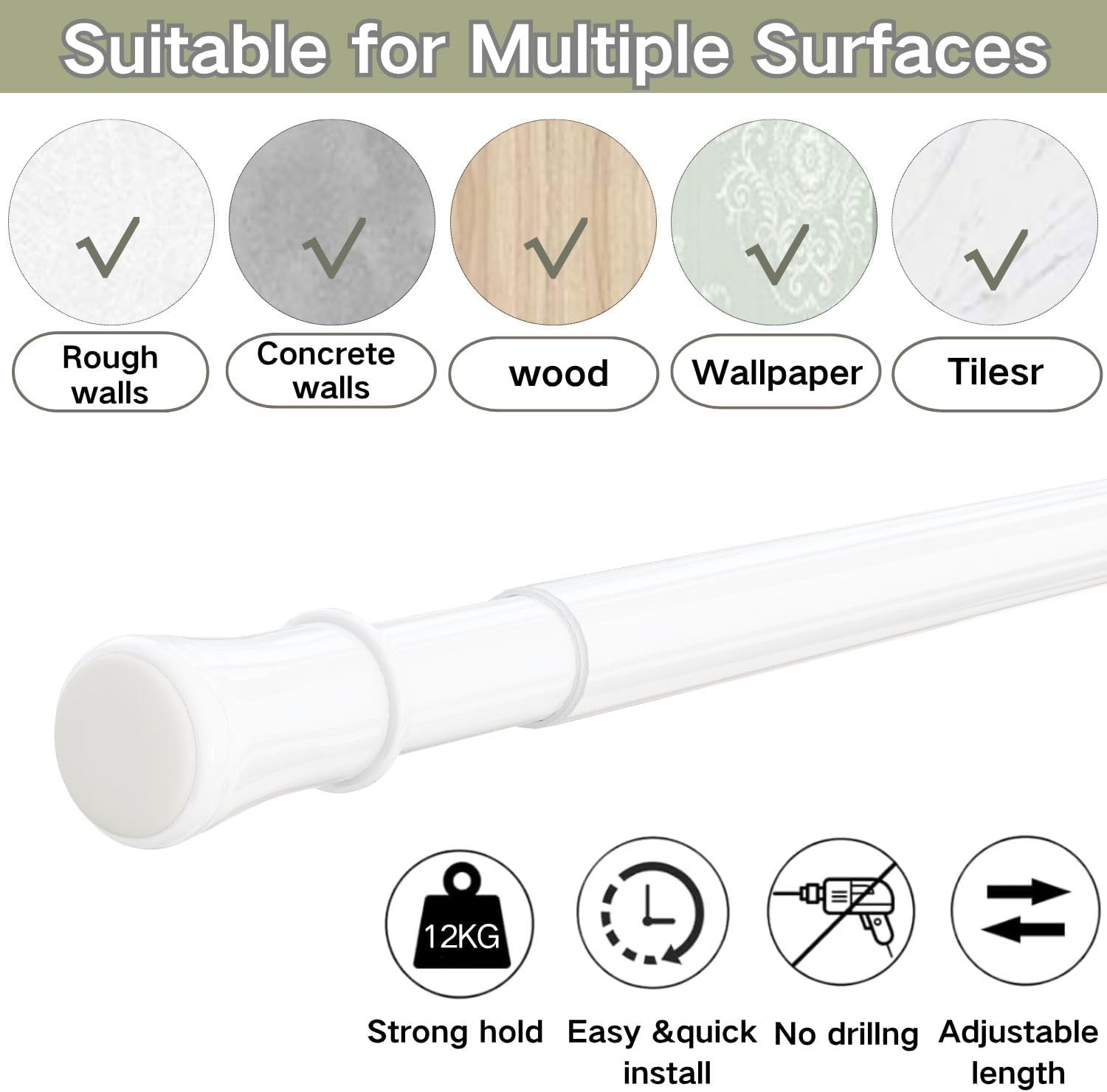 Detalle de Telescopic Curtain Rod 135-200 cm