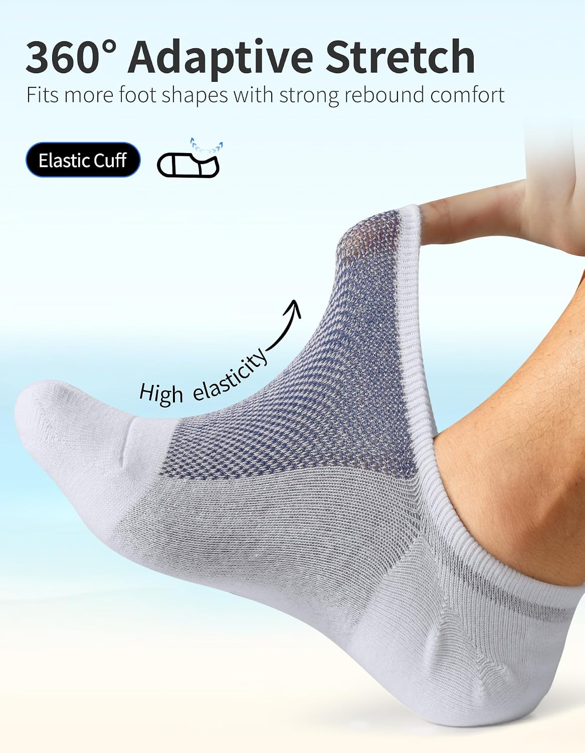 Detalle de CLOSEMATE 8 Pairs No Show Socks for Men – Invisible, Breathable Trainer Socks
