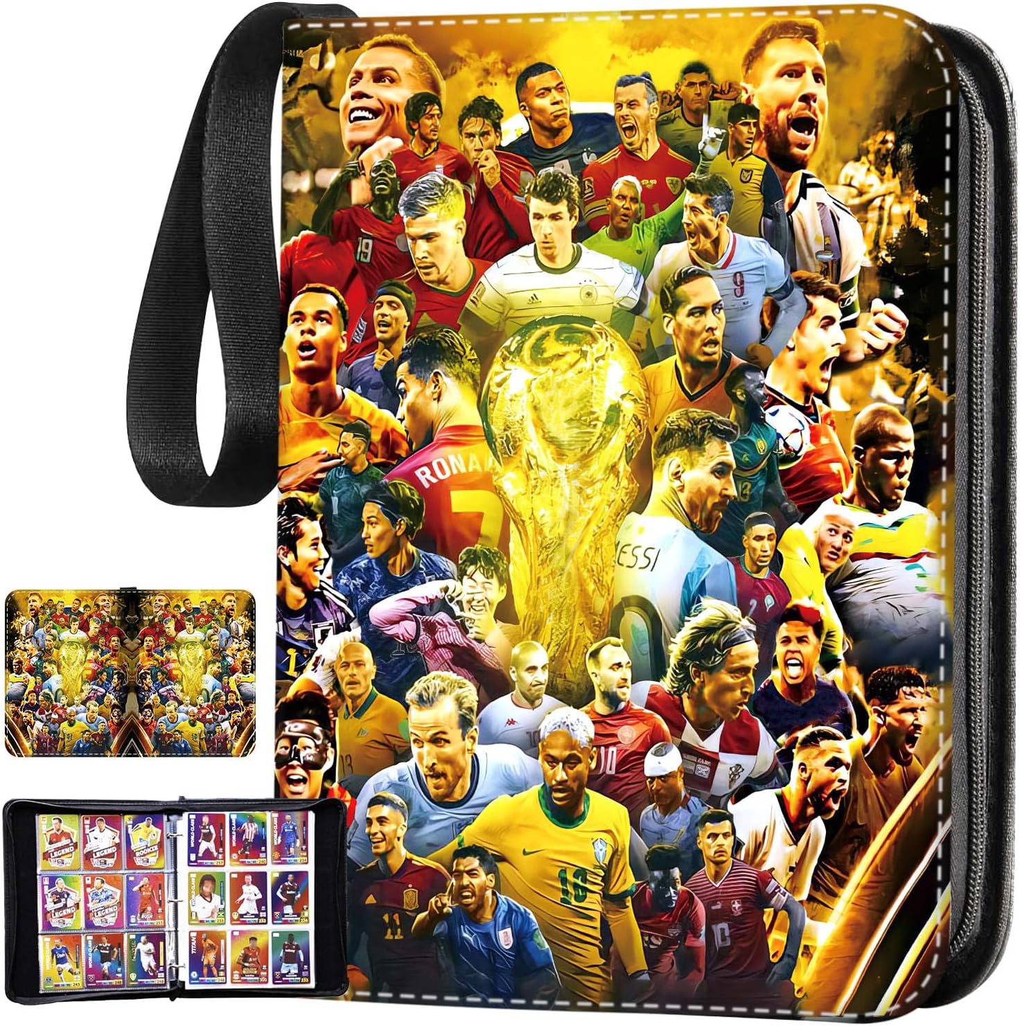 Fussball Karten Sammelalbum groß – 9 Taschen, 900 Karten Kapazität, wasserdichtes PU/Leder, 50 Seiten