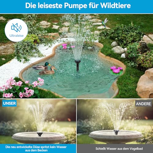 Detalle de POPOSOAP 8W Solar Springbrunnen für außen mit 3600mAh Akku-Backup
