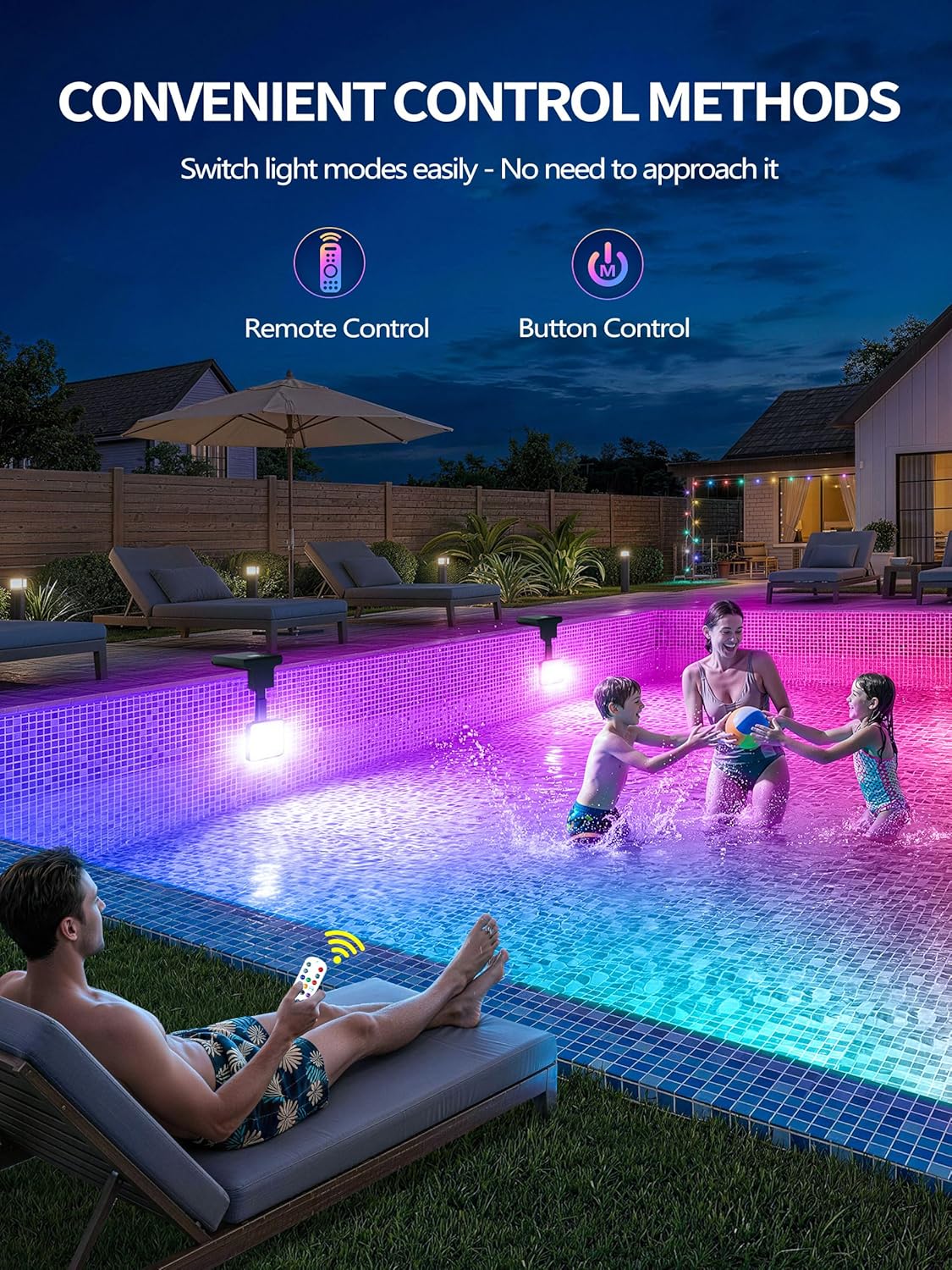 Detalle de DeeprBlu 2 en 1: Luz solar para piscina y termómetro con control remoto