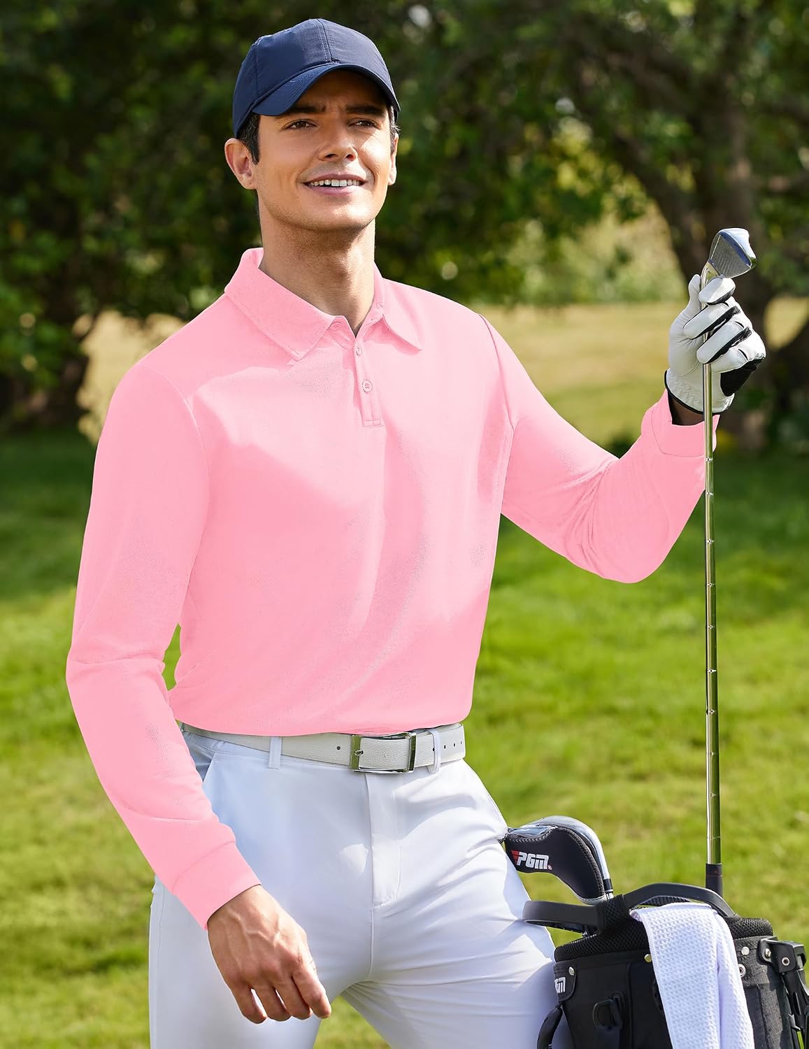 Detalle de Deyeek Men's Long-Sleeve Polo Shirt, Polyester