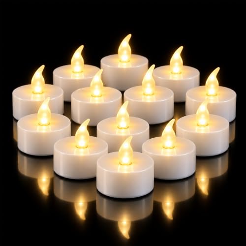 Detalle de CNMTCCO 24 Stück LED-Teelichter, flammenlos, mit CR2032 Batterie, 200+ Stunden Laufzeit – sicher für Weihnachten, Hochzeit & Party