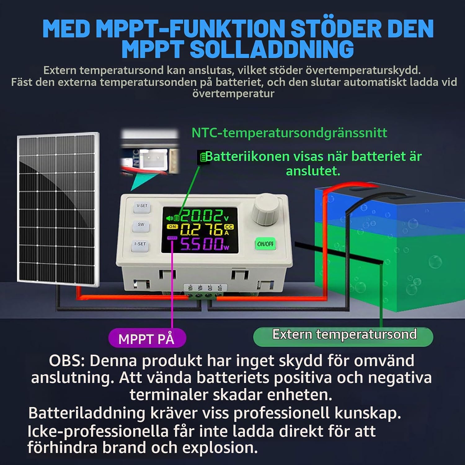 Detalle de Heemol SK120X justerbar buck-boost-omvandlare, digital styrning, 120 W, 6 A