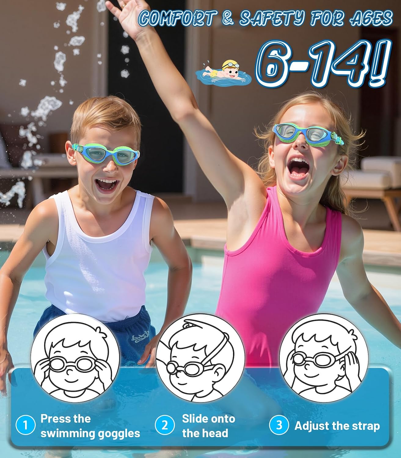 Thumbnail 5 de HIGAHY Schwimmbrille Kinder (6–14 Jahre) mit UV-Schutz und Anti-Beschlag – für Jungen und Mädchen