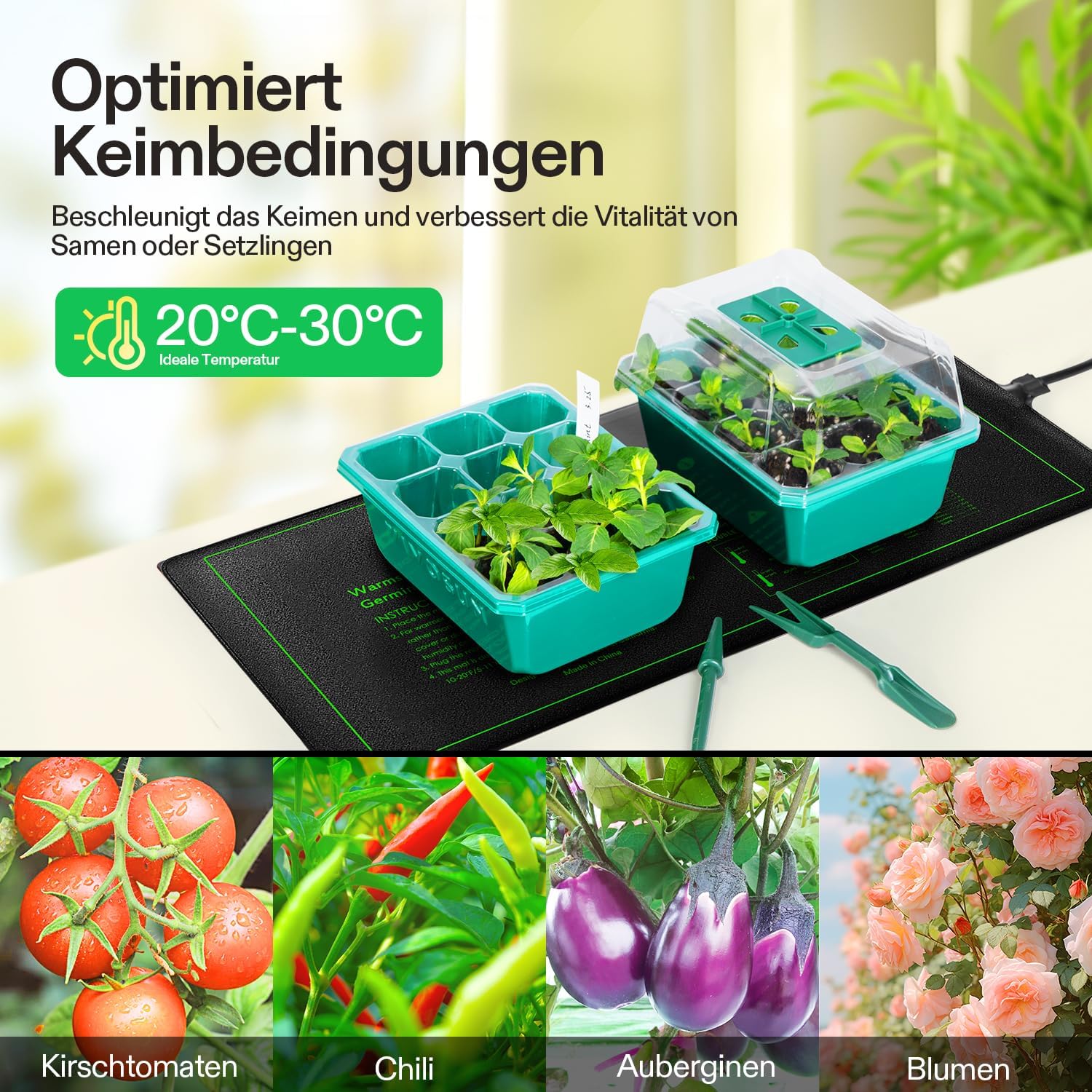Detalle de VIVOSUN Heizmatte 25,4 × 52,7 cm für Setzlinge – wasserdicht (MET) und für Indoor-Anzucht