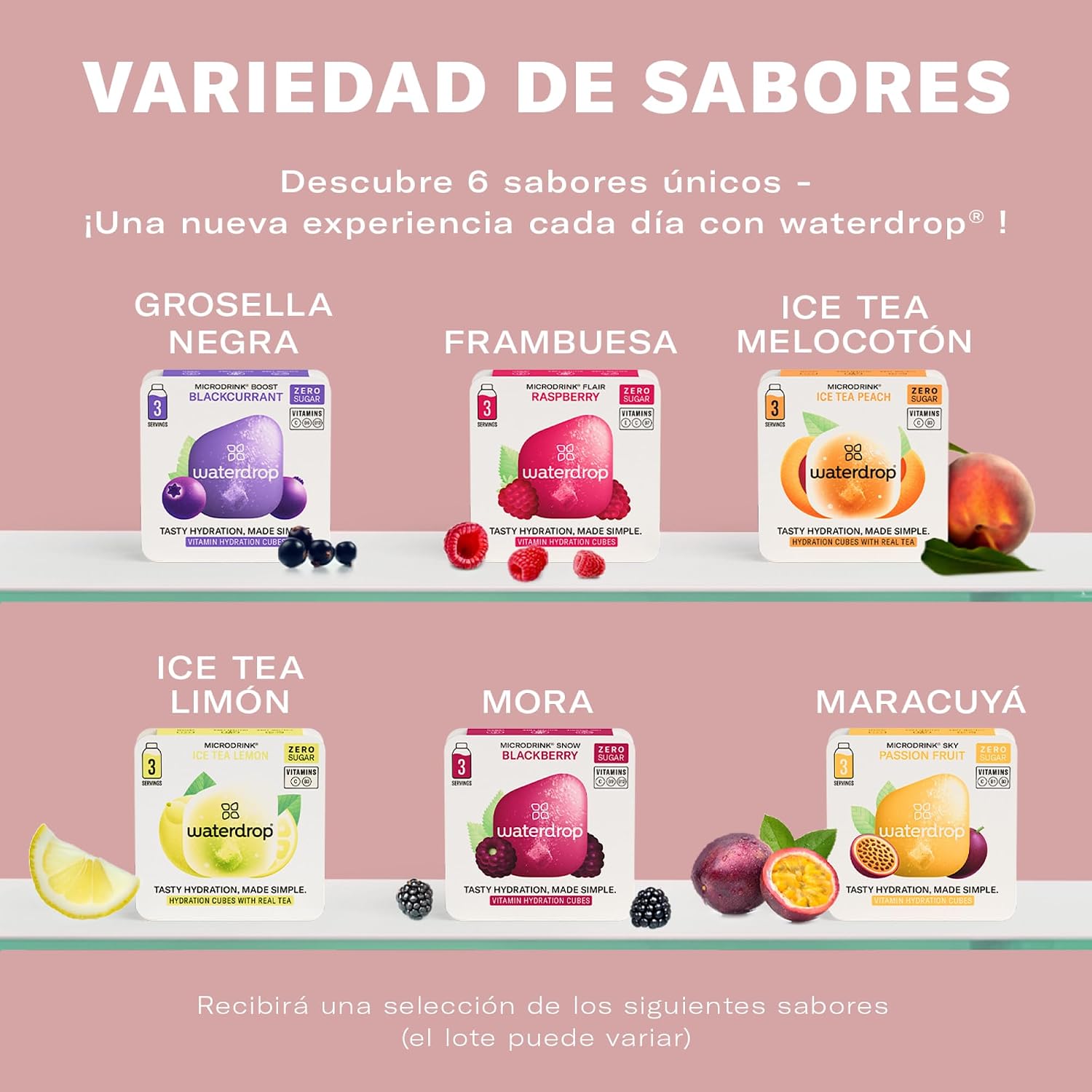 Thumbnail 5 de waterdrop® Botella de Vidrio 600ml + Cubos Saborizados