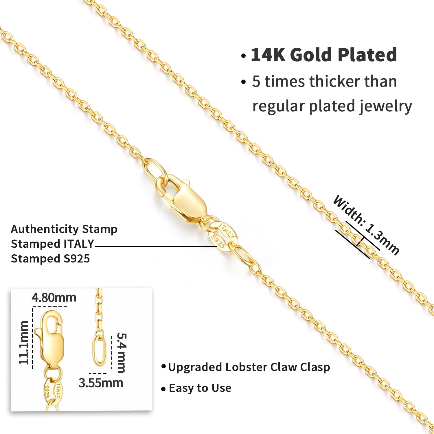 Detalle 2 de Jewlpire Chain Necklace, 925 Sterling Silver