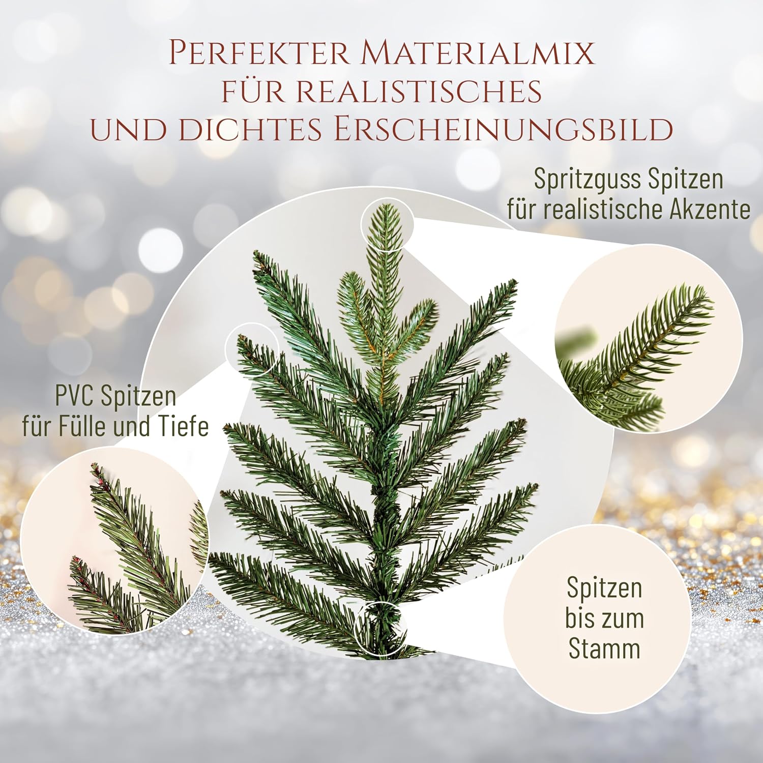 Thumbnail 3 de Premium Weihnachtsbaum künstlich 220 cm mit Holzständer