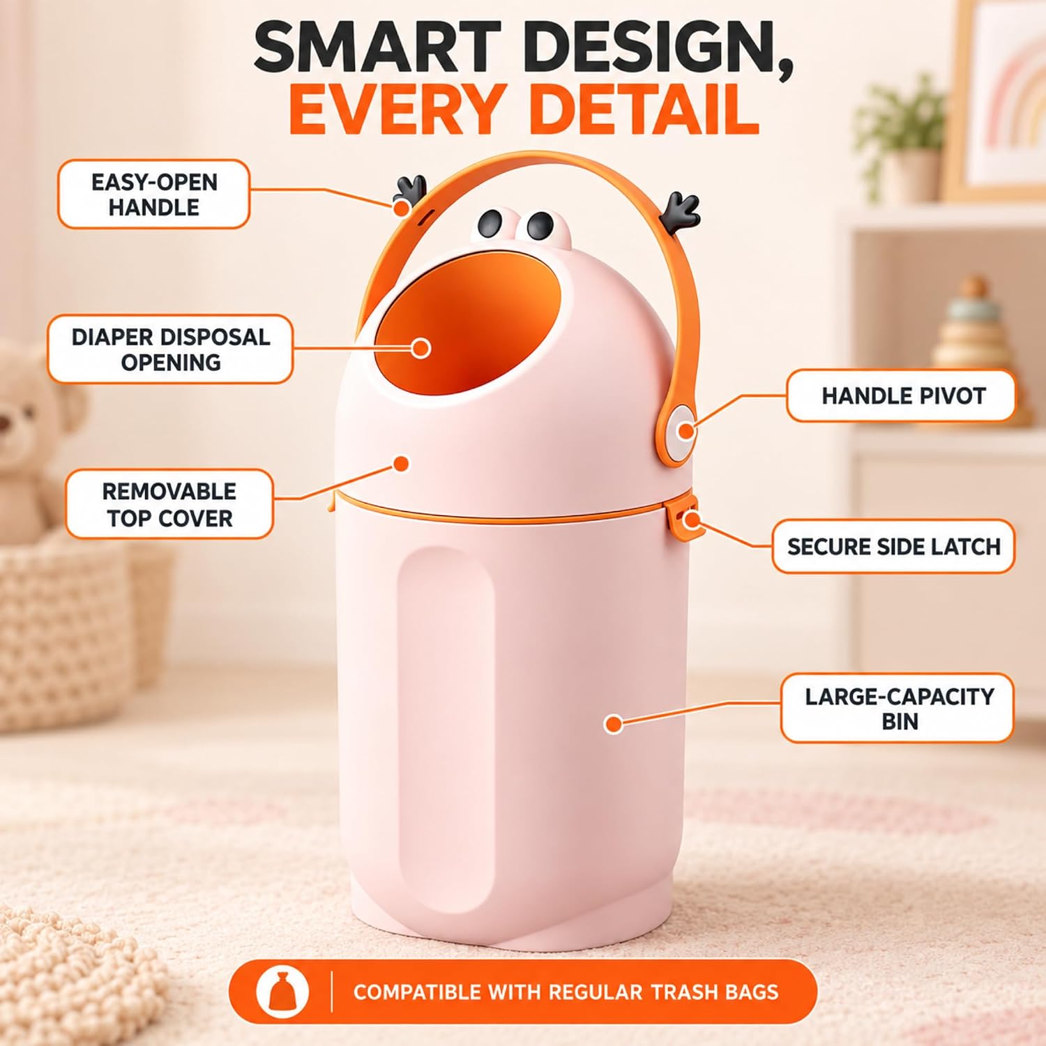 Thumbnail 6 de PBell Diaper Pail, 15 L, for Standard Bags with Odour-Lock Lid