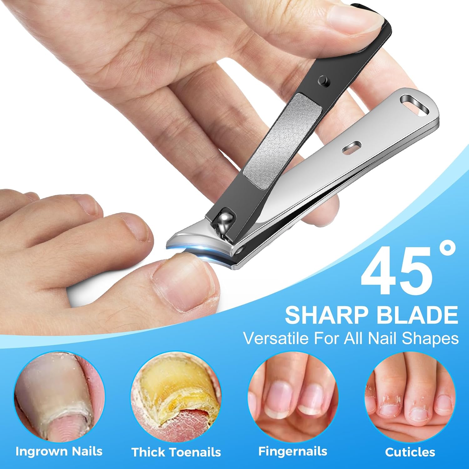 Thumbnail 3 de DRMODE 2026 Toenail Clippers Set (5-in-1) for Thick Toenails, Angled & Ingrown Nail Clippers with Long Handle