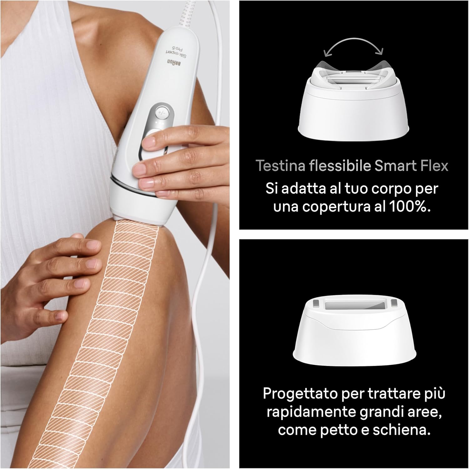Detalle de Braun Silk·Expert Pro 5: Epilatore Luce Pulsata per uso domestico – testine incluse e Smart Flex