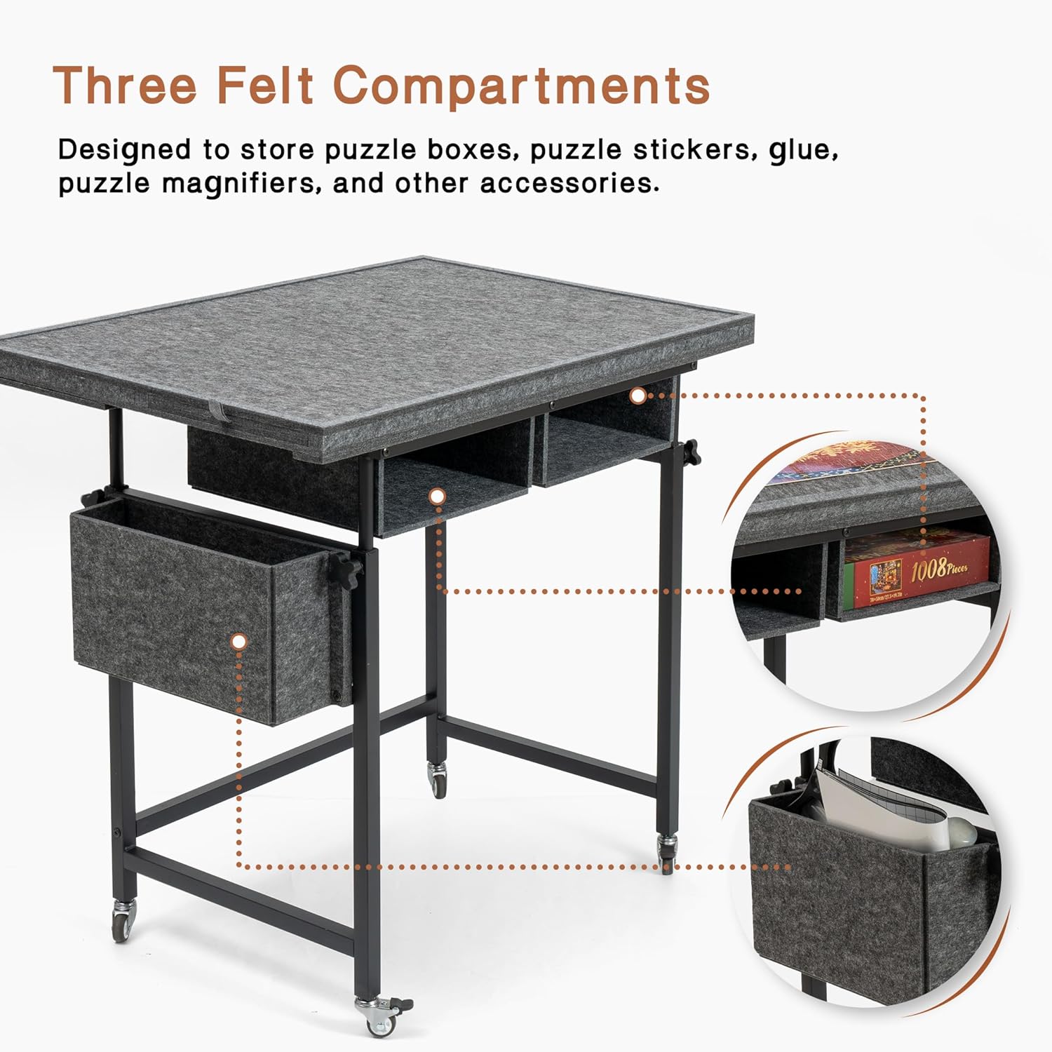 Detalle de Lavievert 1500 Piece Tilting Puzzle Table with 5 Drawers & Cover – Adjustable, Portable Jigsaw Board