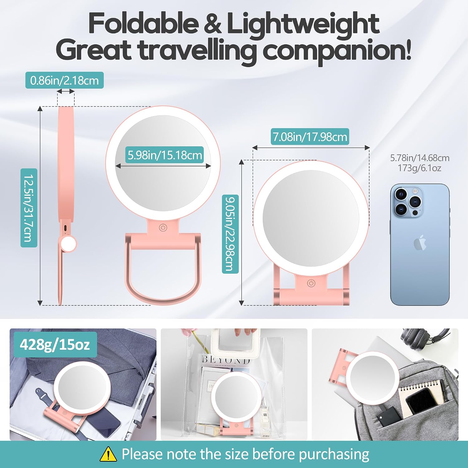 Detalle 2 de B Beauty Planet 1X/30X Lighted Makeup Mirror with 3 Colour Modes