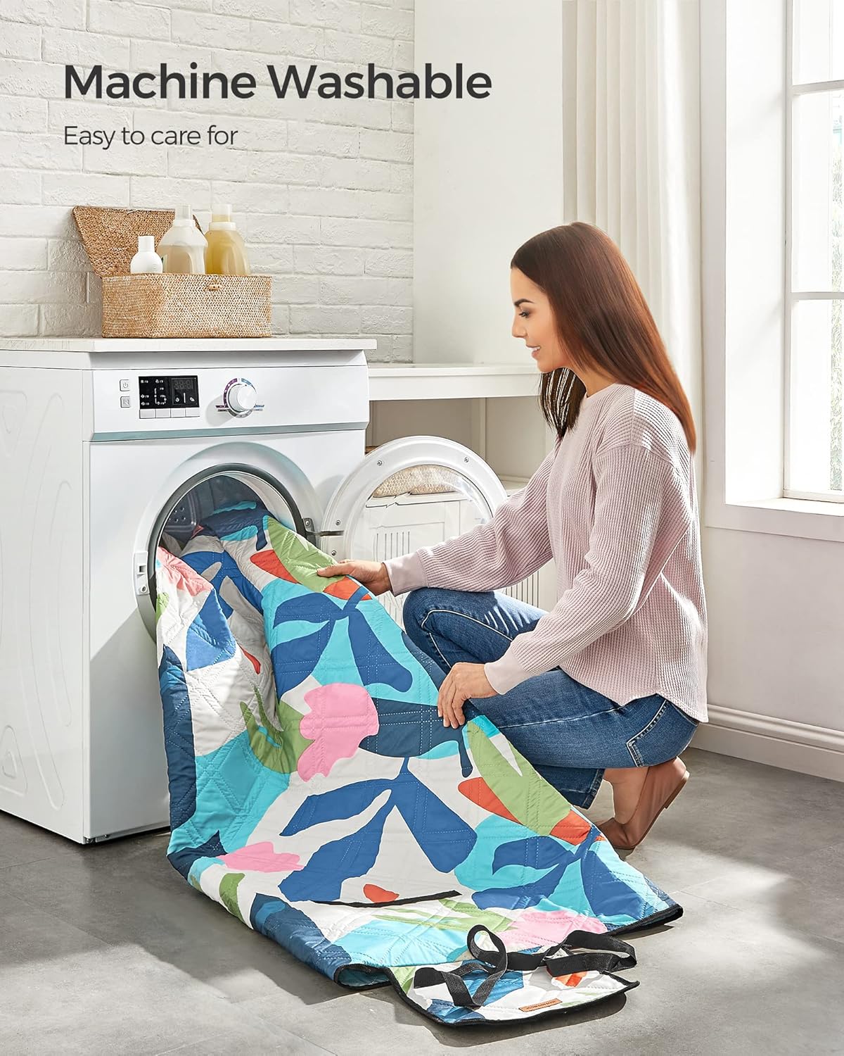 Thumbnail 5 de SONGMICS Picnic Blanket 200 x 150 cm: Large, Waterproof & Foldable Fern Pattern