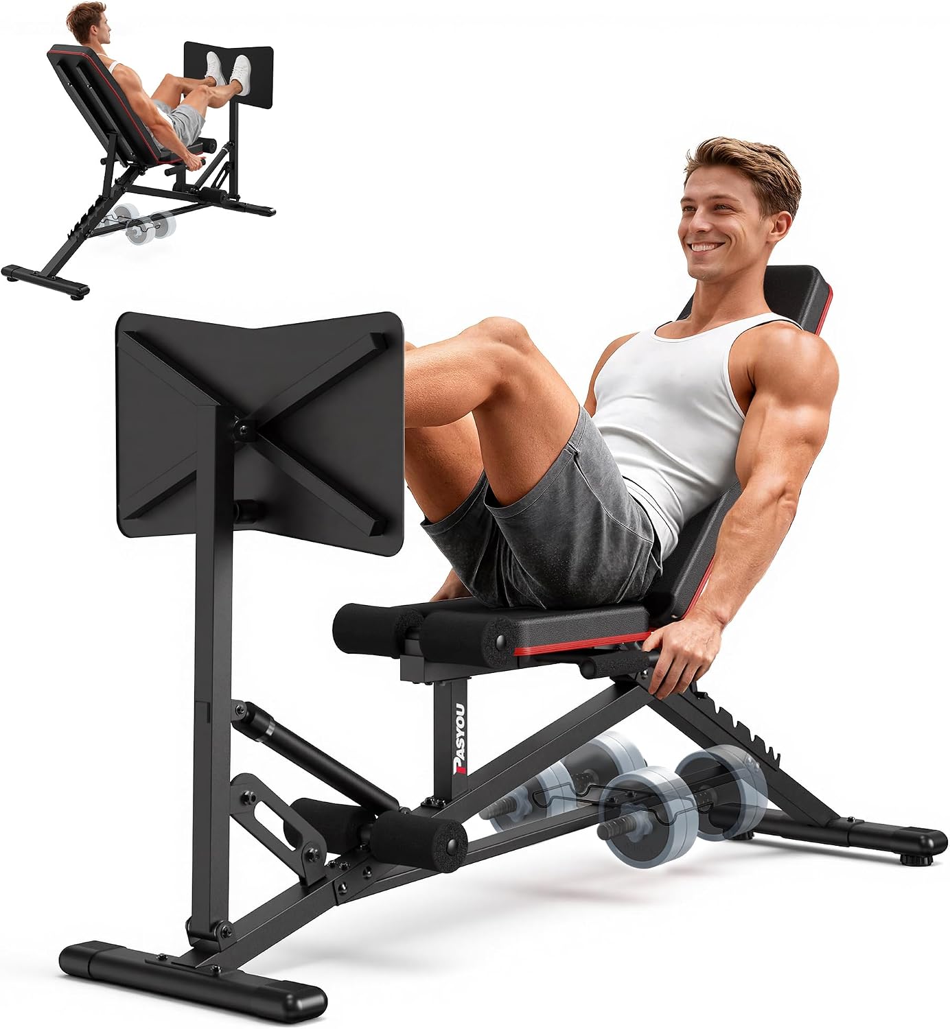 Detalle de PASYOU PM35 Leg Press Machine and Adjustable Bench with 12-Level Hydraulic Resistance