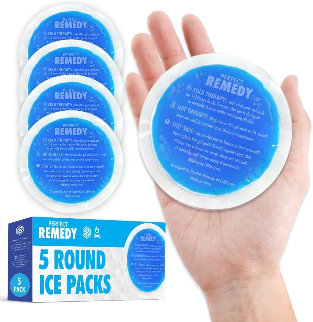 Detalle de Perfect Remedy Round Gel Ice Pack (5 Pack, Blue) for Hot & Cold Compress