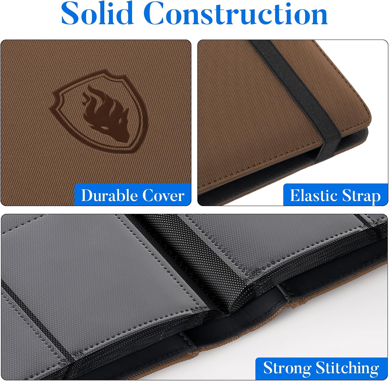Detalle 2 de Fabmaker 01A0206-5001B 9-Pocket Trading Card Binder, 540-Card Capacity, Brown PU