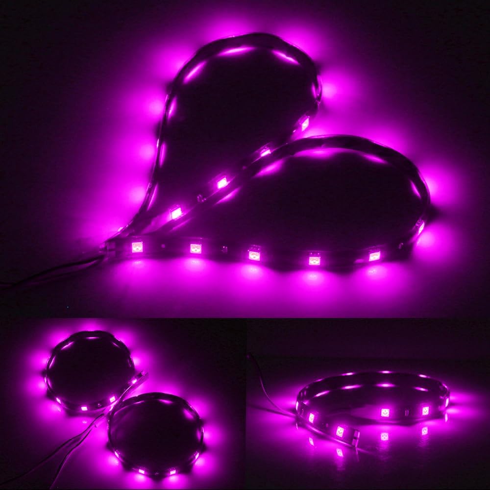 Thumbnail 1 de Keiurot 6 x 12V LED Strip Lights (Pink) for Car/Motorcycle Interior, 30cm Waterproof IP67, 5050 12SMD