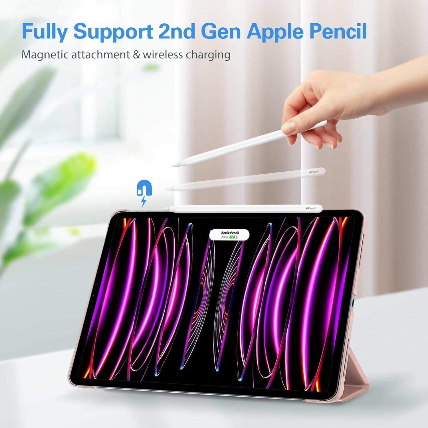 Detalle de ProCase Slim Hard Back Case for iPad Pro 12.9" (6th–3rd Gen) & iPad Air 13" (M3/M2) – Pink