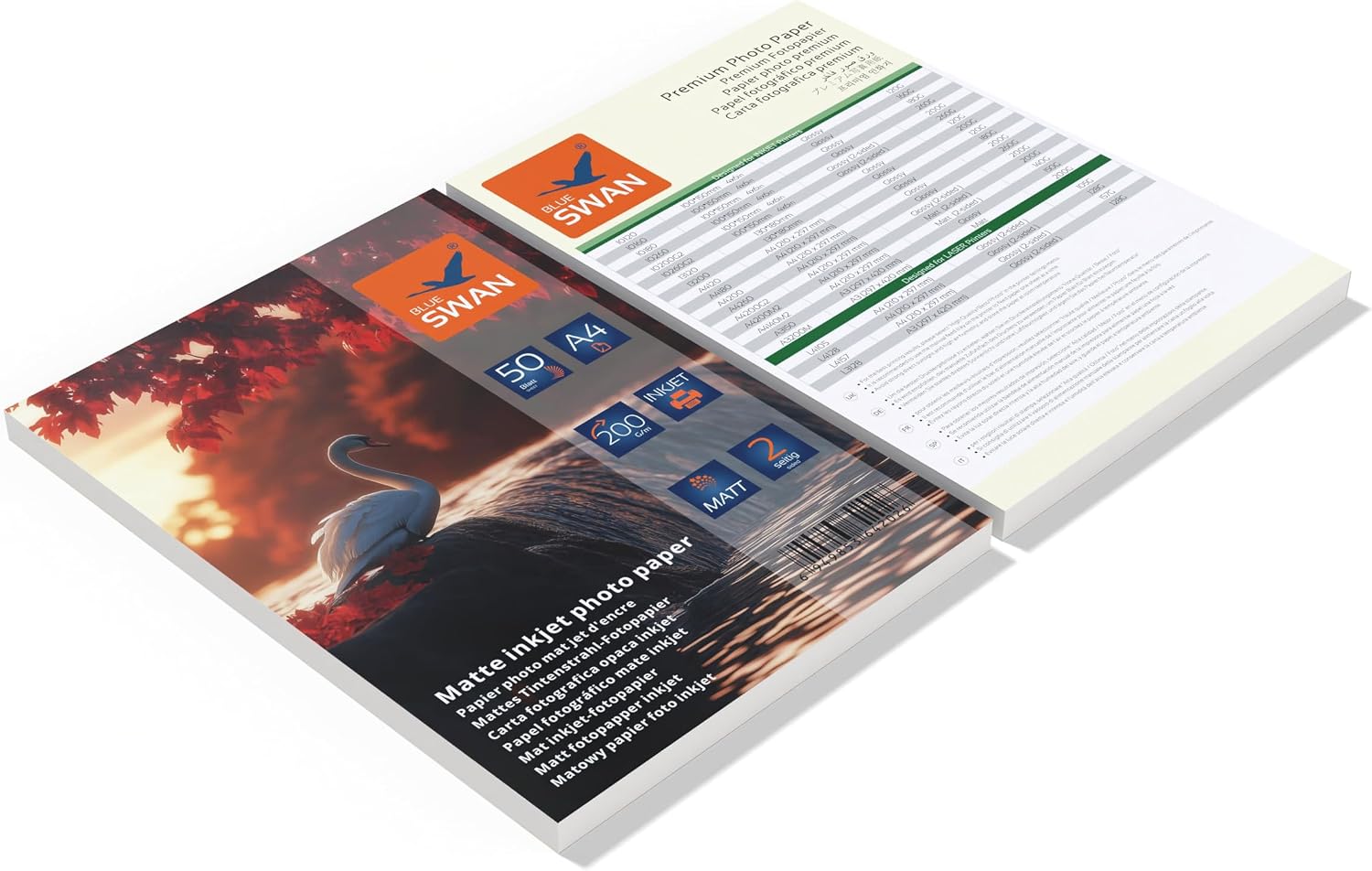 Detalle de BLUE SWAN Carta Fotografica Opaca A4 da 200 g/m², 100 fogli (2×50) per stampanti inkjet