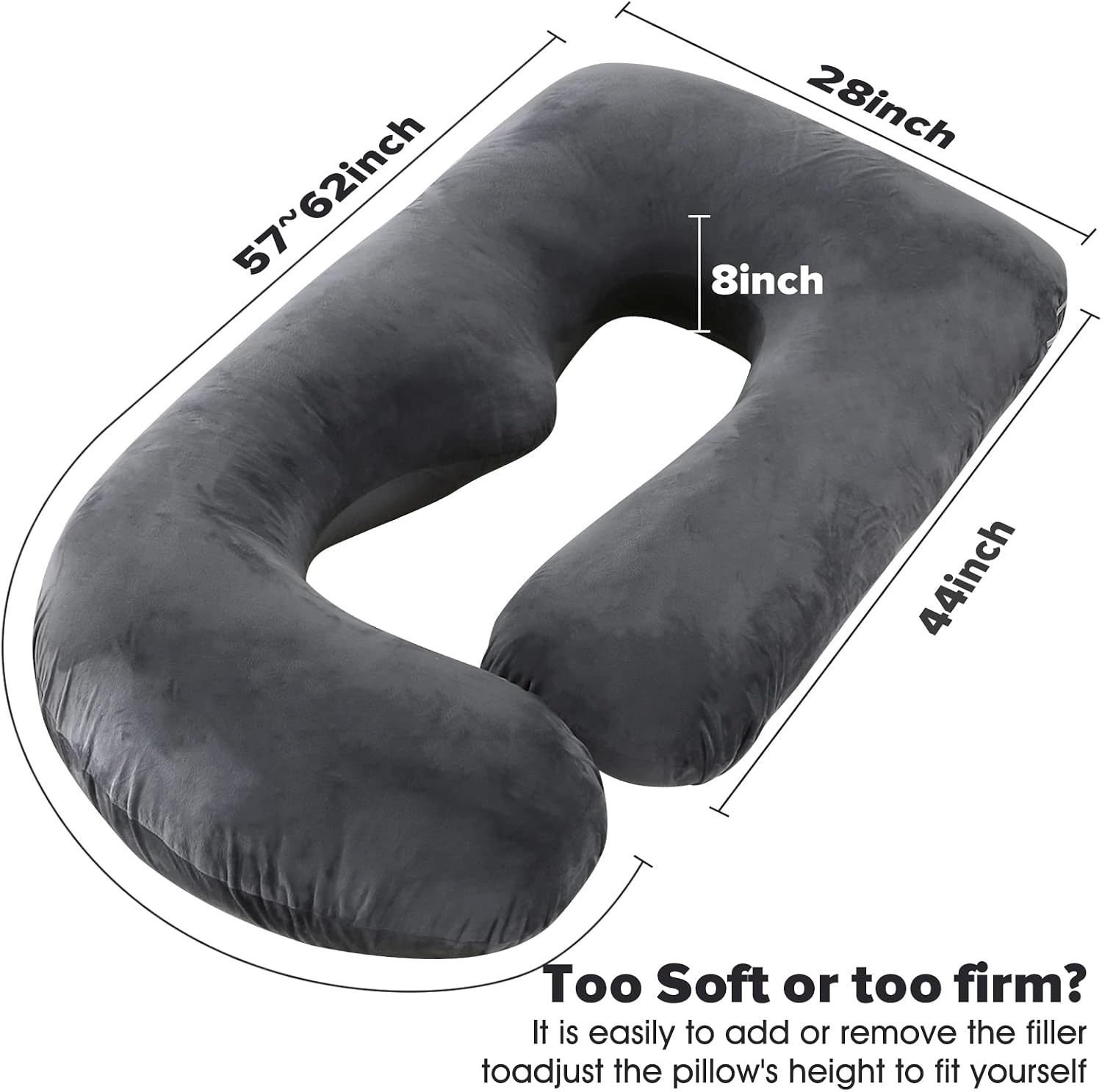 Detalle de Elover 57-Inch U-Shaped Pregnancy Pillow with Removable Velvet Cover