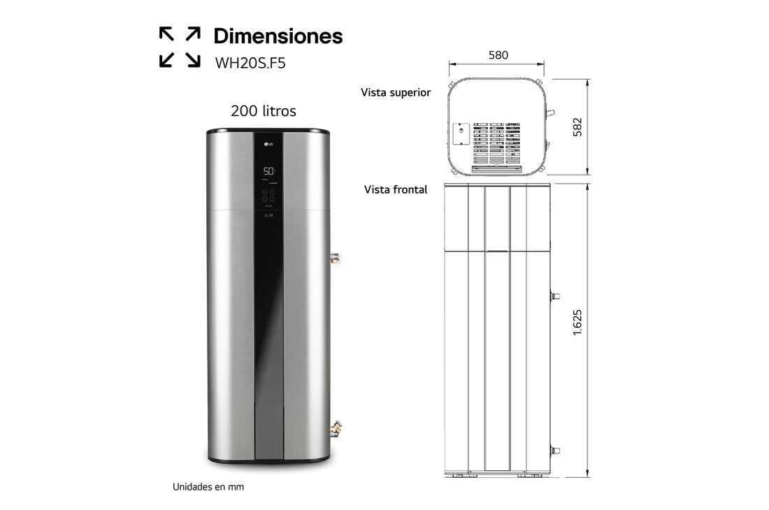 Detalle 1 de LG WH20S 200ℓ Aerotermo Aqua Therma