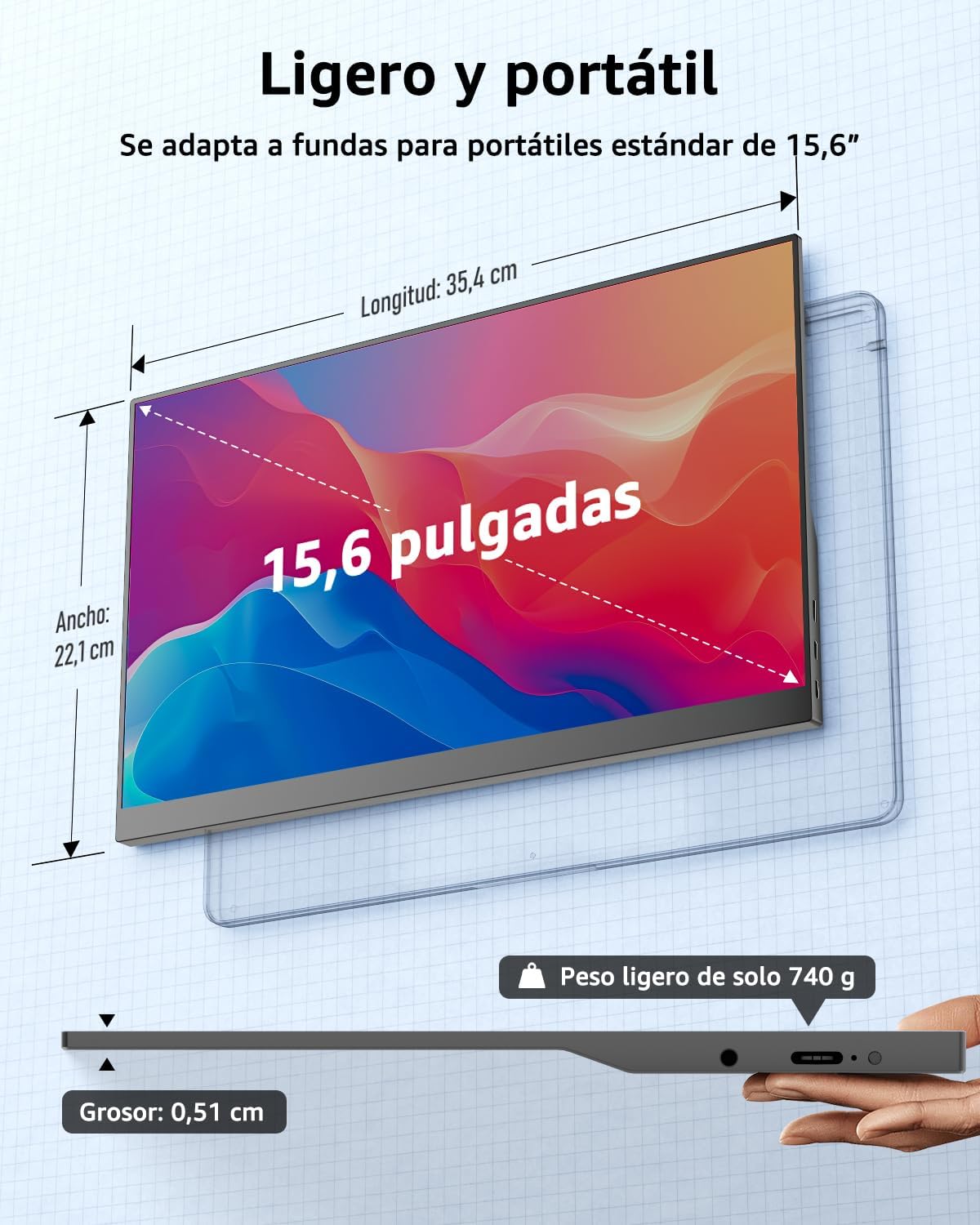 Thumbnail 1 de Yodoit Monitor portátil 15,6" FHD IPS HDR con USB-C