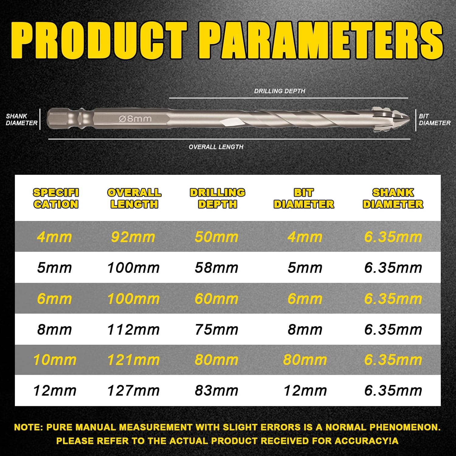 Thumbnail 6 de YHNDECO 6-Piece Multi-Material Diamond Tile Drill Bit Set (4–12mm)