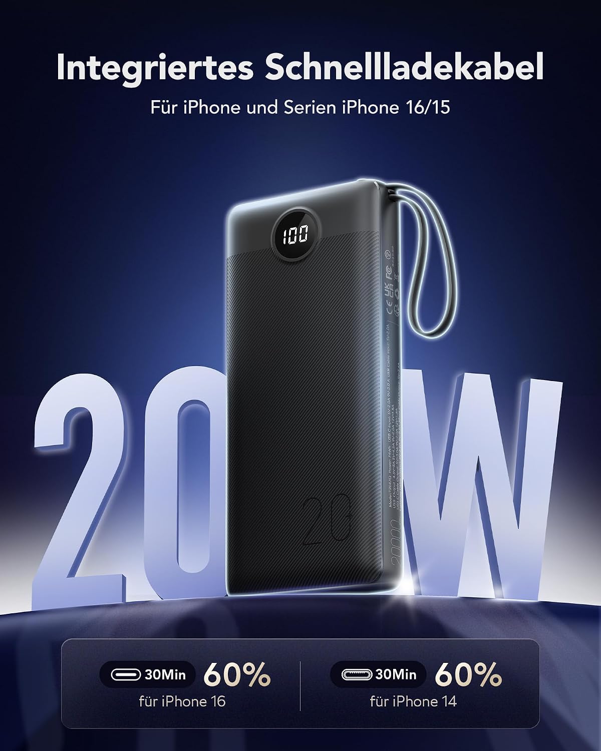 Detalle de VRURC Powerbank 20000mAh
